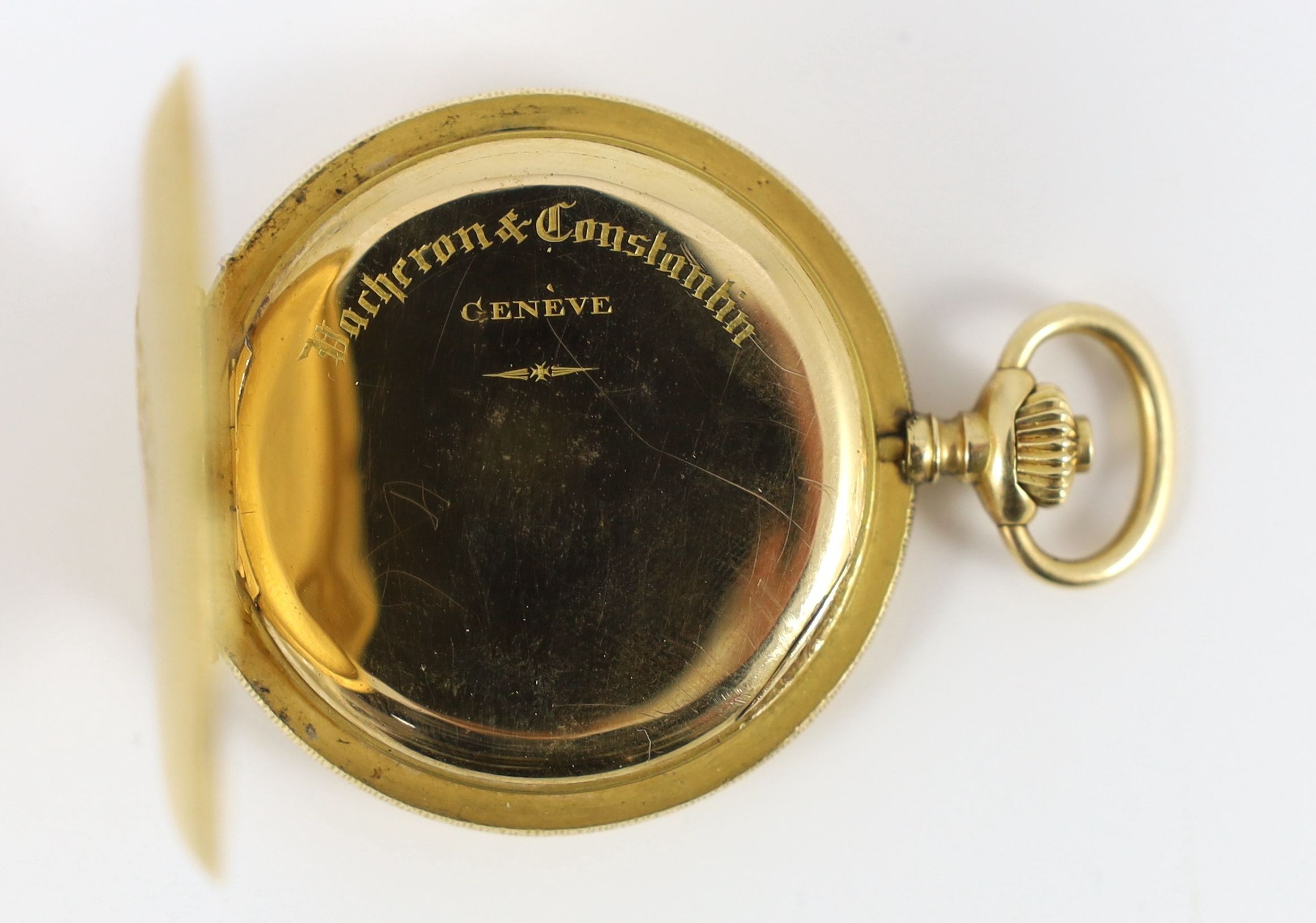 An early 20th century 18k gold Vacheron & Constantin keyless hunter dress pocket watch